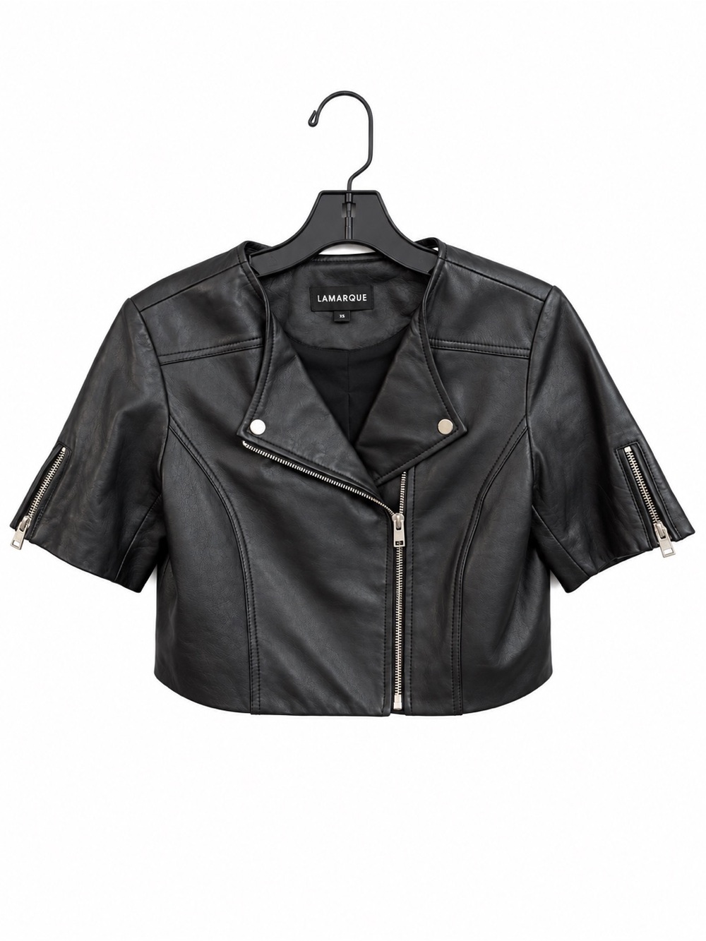LAMARQUE Kirsi Cropped Leather Jacket XS Black